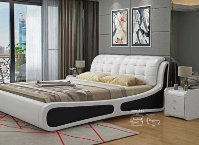 Bed Cushion Design Luxury Double Bed White 180x200cm Bedroom Leather